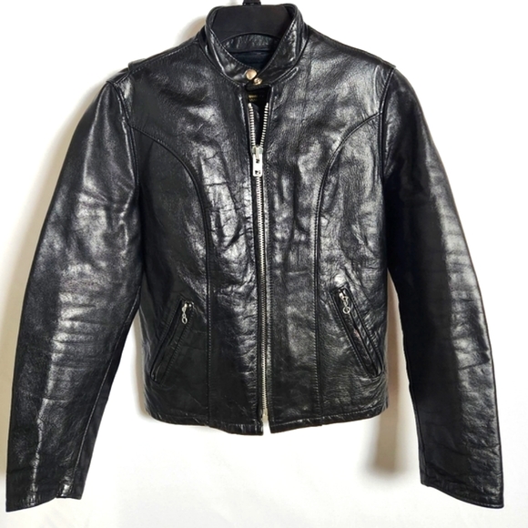 Reed Jackets & Blazers - Reed Sportswear Leather biker Moto Jacket - Women's size small - Vintage